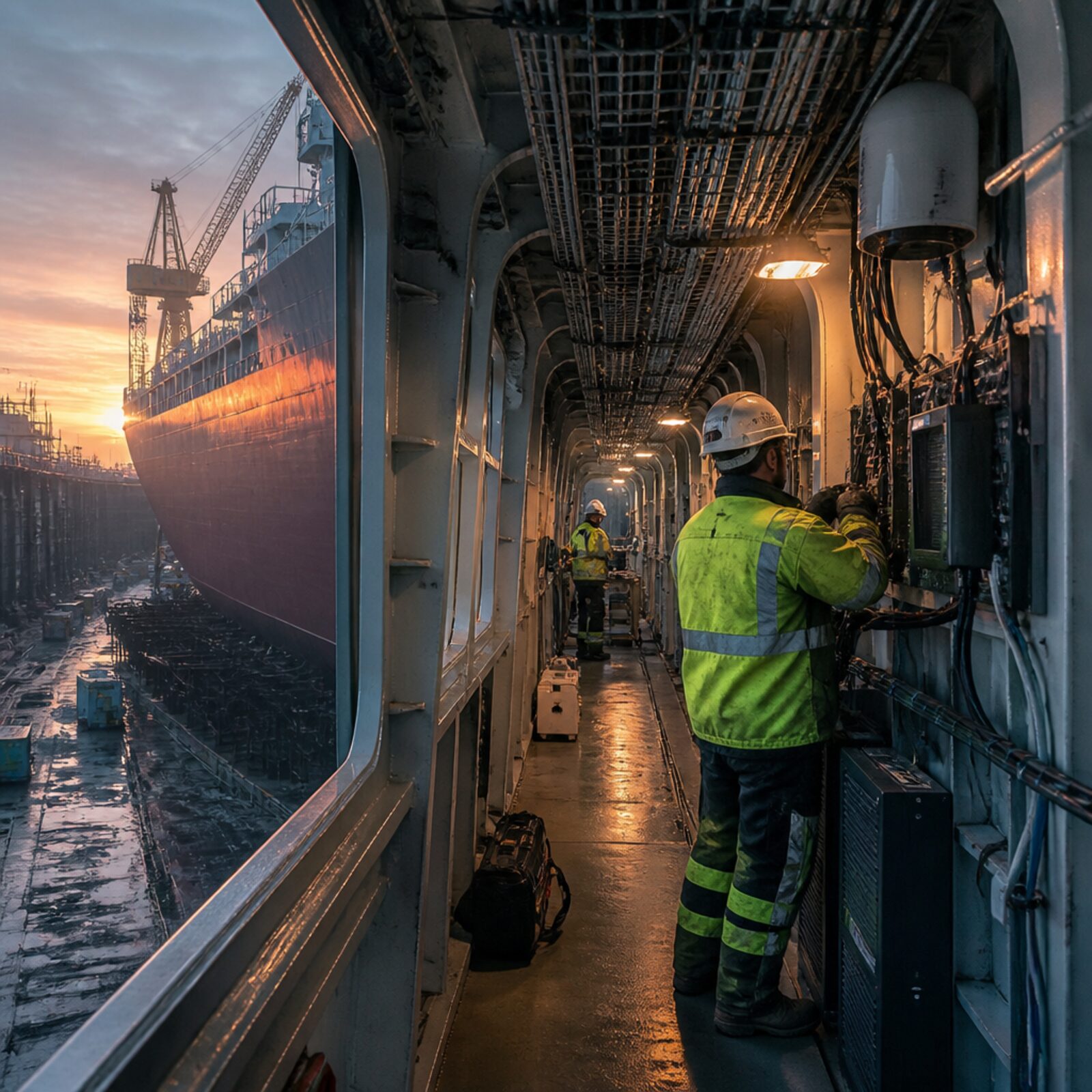 Plan vessel IT while the cable routes are still open — Marine / Construction (Newbuild) use case